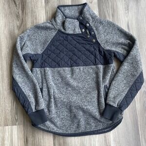 Abercrombie & Fitch Heather‎ Dark Gray 1/2 Snap Button Sherpa Fleece XS